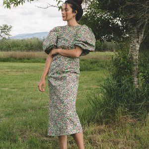 H&M Ballon sleeve floral maxi cotton dress